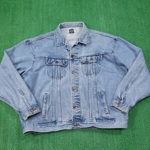 Vintage Lee Classic Denim Jacket Mens 2XL Light Wash Blue Trucker Button 00s